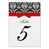 Damask Red Bow Table Seating Number (Voorkant)