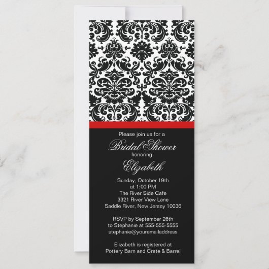 Damask Red Bridal Shower Kaart (Voorkant)
