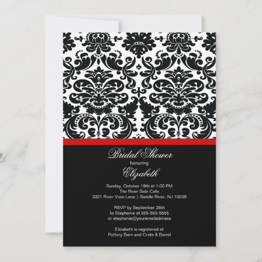 Damask Red Bridal Shower Kaart (Voorkant)
