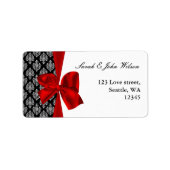damask red bruiloft, return address label (Voorkant)