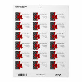 damask red bruiloft, return address label (Full Sheet)