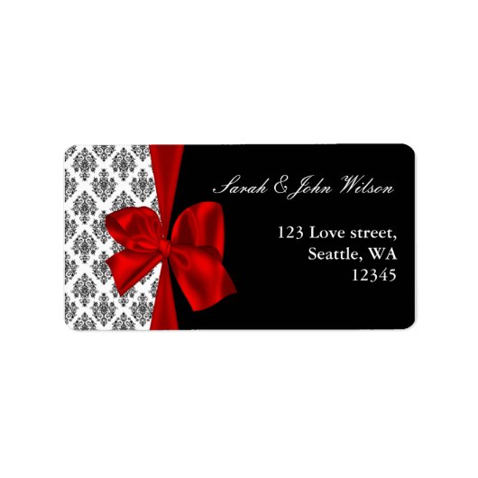 damask red bruiloft, return address label (Voorkant)