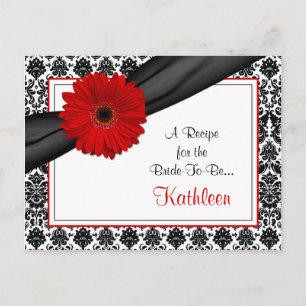 Damask Red Gerber Daisy Recept Kaart voor de bruid