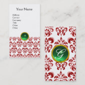 DAMASK RED MONOGRAM gem green white Visitekaartje (Voorkant / Achterkant)