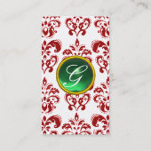 DAMASK RED MONOGRAM gem green white Visitekaartje (Achterkant)