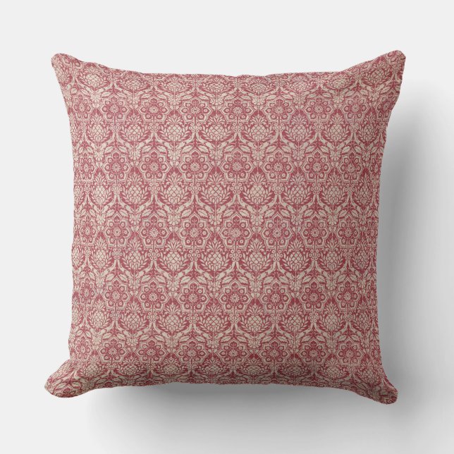 Damask Red Pattern Kussen (Voorkant)
