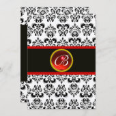 DAMASK RED RUBY MONOGRAM, zwart-wit Kaart (Voorkant / Achterkant)