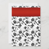 Damask & Red Satin Ribbon Invitation Kaart (Achterkant)