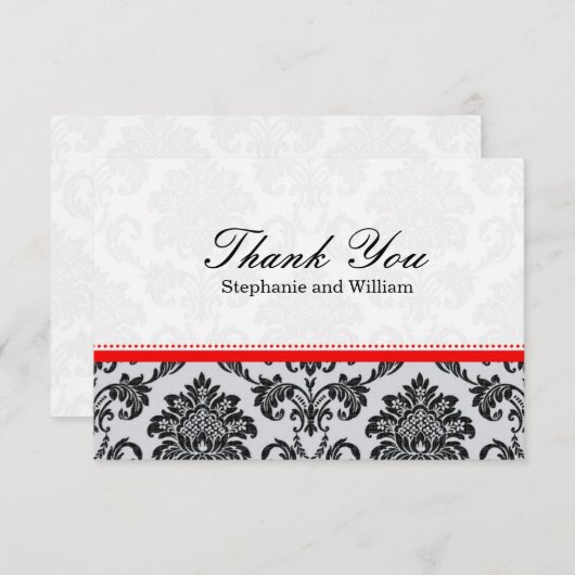 Damask Red Wedding Hartelijk dank Bedankkaart (Voorkant / Achterkant)