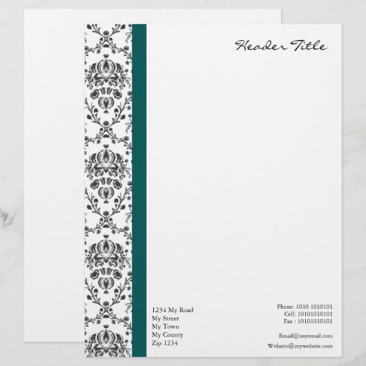 Damask Regal Briefhoofd Sjabloon (Voorkant / Achterkant)