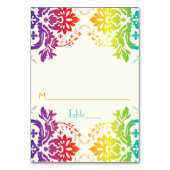 Damask regenboog bruiloft escort plaats kaart (Voorkant)
