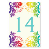 Damask regenboog trouwtafel nummer plaats kaart (Achterkant)