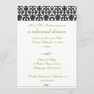 Damask Rehearsal Dinner Invitation Kaart
