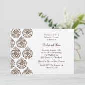 Damask Rehearsal Dinner op champagne Kaart (Staand voorkant)