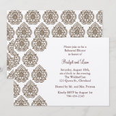 Damask Rehearsal Dinner op champagne Kaart (Voorkant / Achterkant)