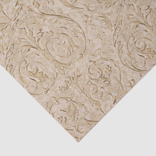 Damask Renaissance Sepia Acanthus Leaf Tissuepapier (Detail)