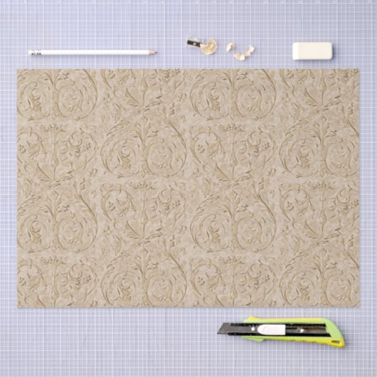 Damask Renaissance Sepia Acanthus Leaf Tissuepapier (Craft)