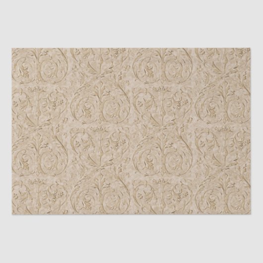 Damask Renaissance Sepia Acanthus Leaf Tissuepapier (Voorkant)
