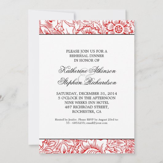 Damask repetitie diner uitnodigingen (Achterkant)