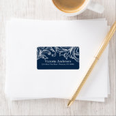 Damask Retouradres Labels Navy Blue (Insitu)