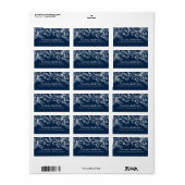 Damask Retouradres Labels Navy Blue (Full Sheet)