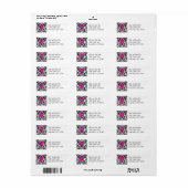 Damask Retouradreslabel met roze Initiaal Etiket (Full Sheet)