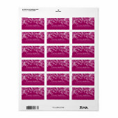  Damask Retouradreslabels RASPBERRY Etiket (Full Sheet)