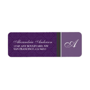  Damask Return Address Label (paars)