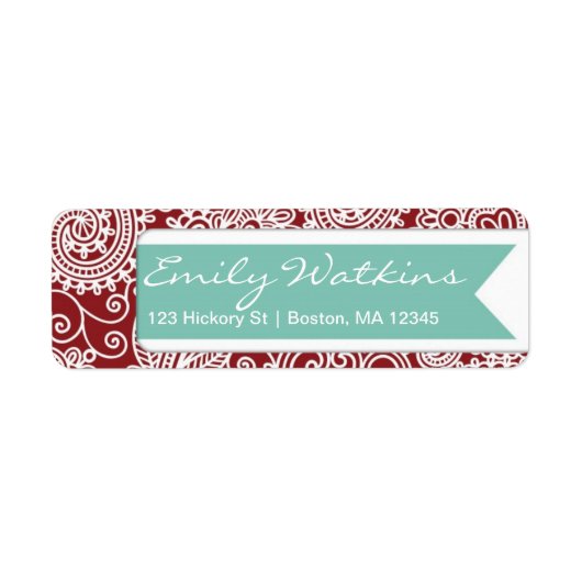 Damask Return Address Label Stationery Set (Voorkant)