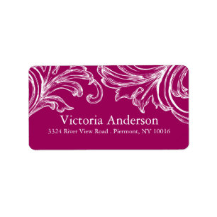  Damask Return Address Labels RASPBERRY