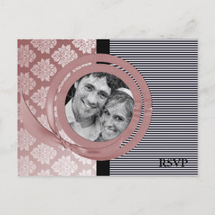 Damask Ribbon fotoframe Huwelijk RSVP briefkaart