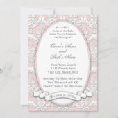 Damask Ribbon Invitation (roze) Kaart (Voorkant)