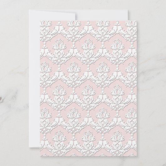 Damask Ribbon Invitation (roze) Kaart (Achterkant)