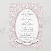 Damask Ribbon Invitation (roze) Kaart (Voorkant / Achterkant)