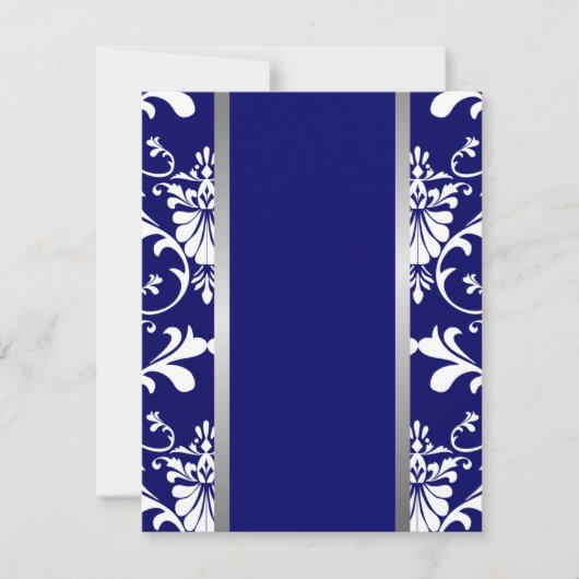 Damask & Ribbon Wedding Invitation Kaart (Voorkant)