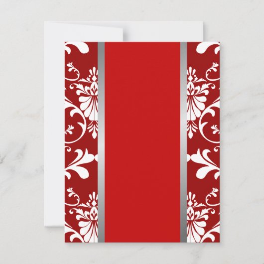 Damask & Ribbon Wedding Invitation Kaart (Voorkant)