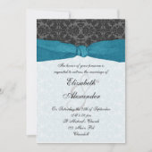 Damask Ribbon Wrapped Invitation - Blauwgroen Kaart (Voorkant)
