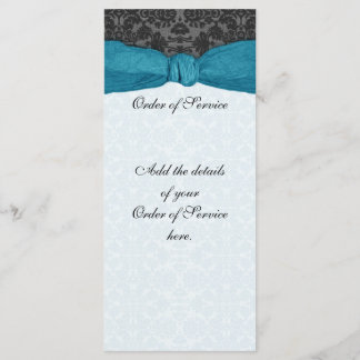 Damask Ribbon Wrapped Order of Service - Blauwgroe Programmakaart
