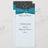 Damask Ribbon Wrapped Order of Service - Blauwgroe Programmakaart (Voorkant / Achterkant)