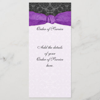 Damask Ribbon Wrapped Order of Service - Paars Programmakaart