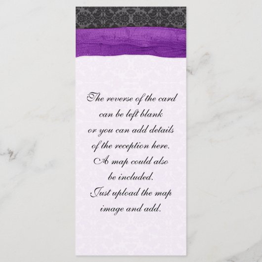 Damask Ribbon Wrapped Order of Service - Paars Programmakaart (Achterkant)