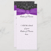 Damask Ribbon Wrapped Order of Service - Paars Programmakaart (Voorkant / Achterkant)