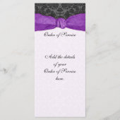 Damask Ribbon Wrapped Order of Service - Paars Programmakaart (Voorkant)