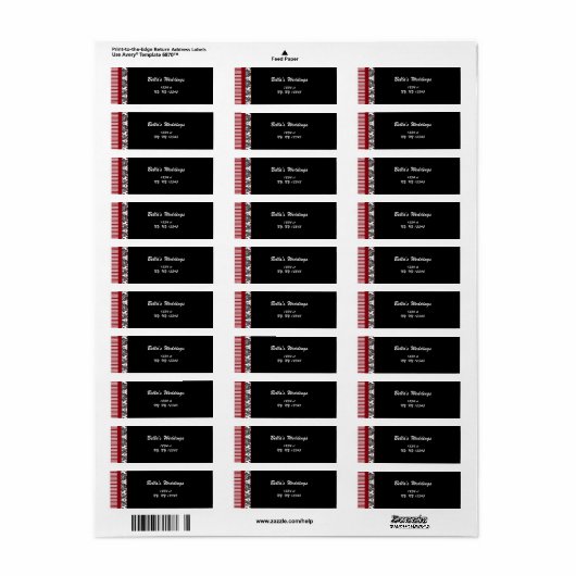 damask rood Terugkeeradreslabel Etiket (Full Sheet)