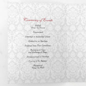 Damask Rood Zwart Drievoudig Trouwprogramma Drieluik Programma (Binnenzijde eerst)