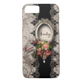  Damask Roos en Lace w/Name Case-Mate iPhone Case (Achterkant)