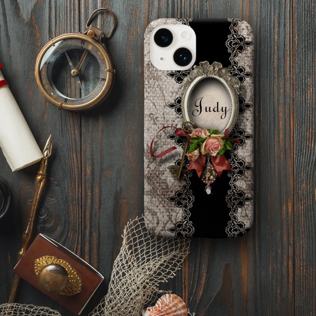  Damask Roos en Lace w/Name Case-Mate iPhone Hoesje