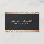 Damask Roos Gold Foil Accent | elegant leder Visitekaartje (Voorkant)