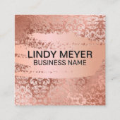 Damask Roos Gold Foil | Roos goudpenseel Vierkante Visitekaartje (Voorkant)