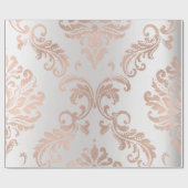 Damask Roos Gold Metallic Grey Ombre Cottage Cadeaupapier (Vlak)